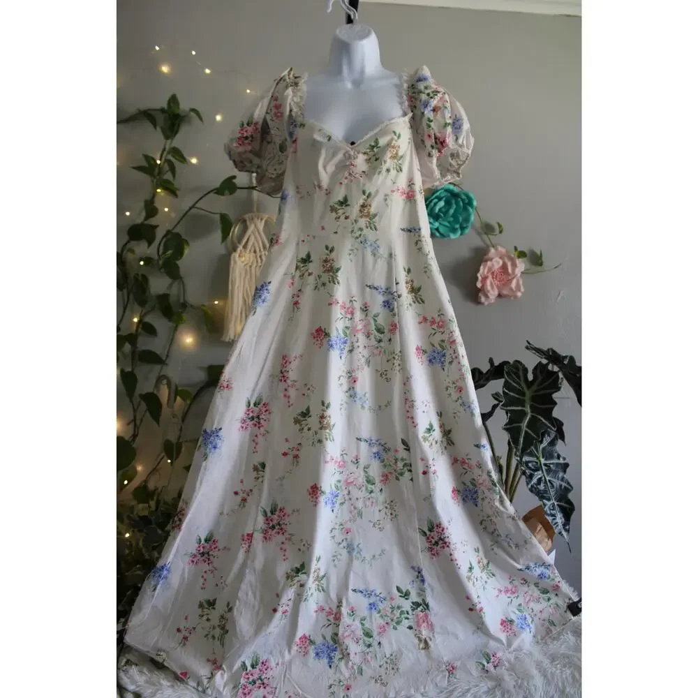 Altar’d State Floral Puff Sleeve Maxi Dress Size Small msrp 99 - Picture 8 of 16